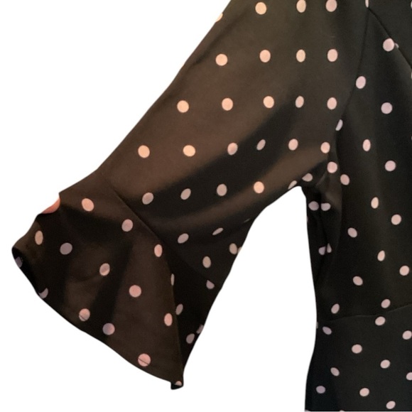 Old Navy Black Gray Polka Dot Ponte Sheath Bell Ruffle Half Sleeve Dress XXL NEW - Picture 4 of 13